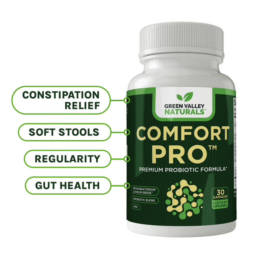 Green Valley Naturals ComfortPro probiotic supplement bottle official product image